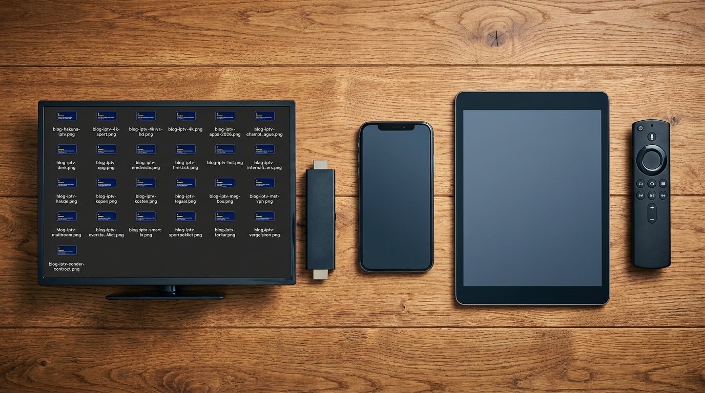 IPTV apps op elk apparaat: Fire TV Stick, Samsung, LG, iOS en Android met dezelfde inloggegevens